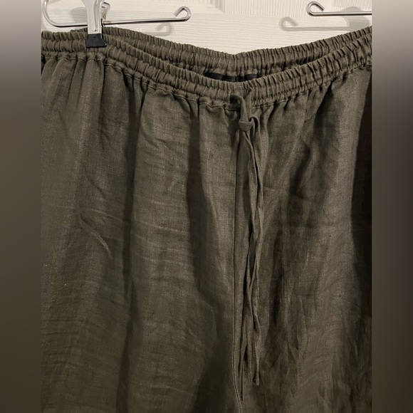 Harris/Wallace linen pants size 16 women’s elastic waist and string tie capri - Picture 3 of 4